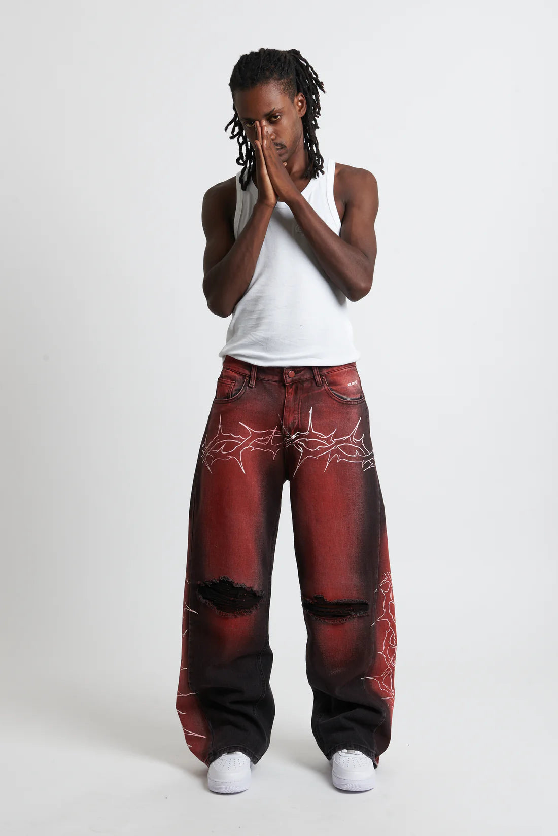 Denim Baggy Barbed Wire Black/Red