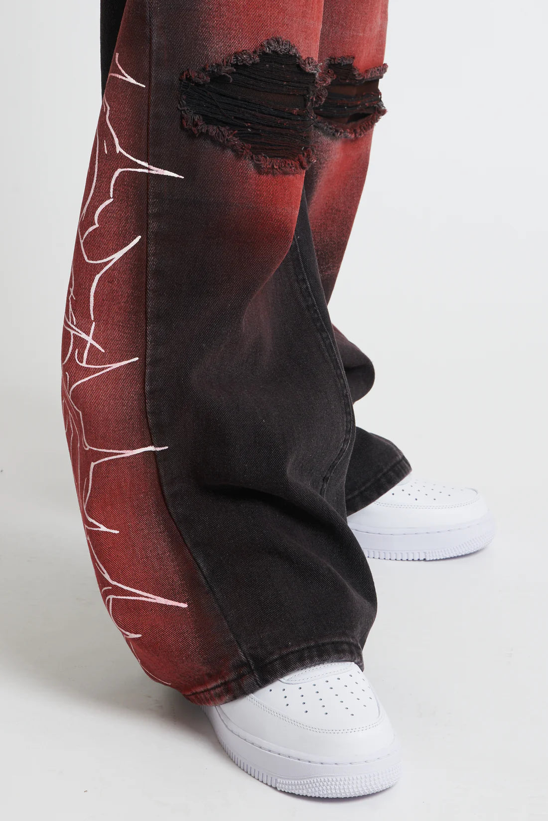 Denim Baggy Barbed Wire Black/Red