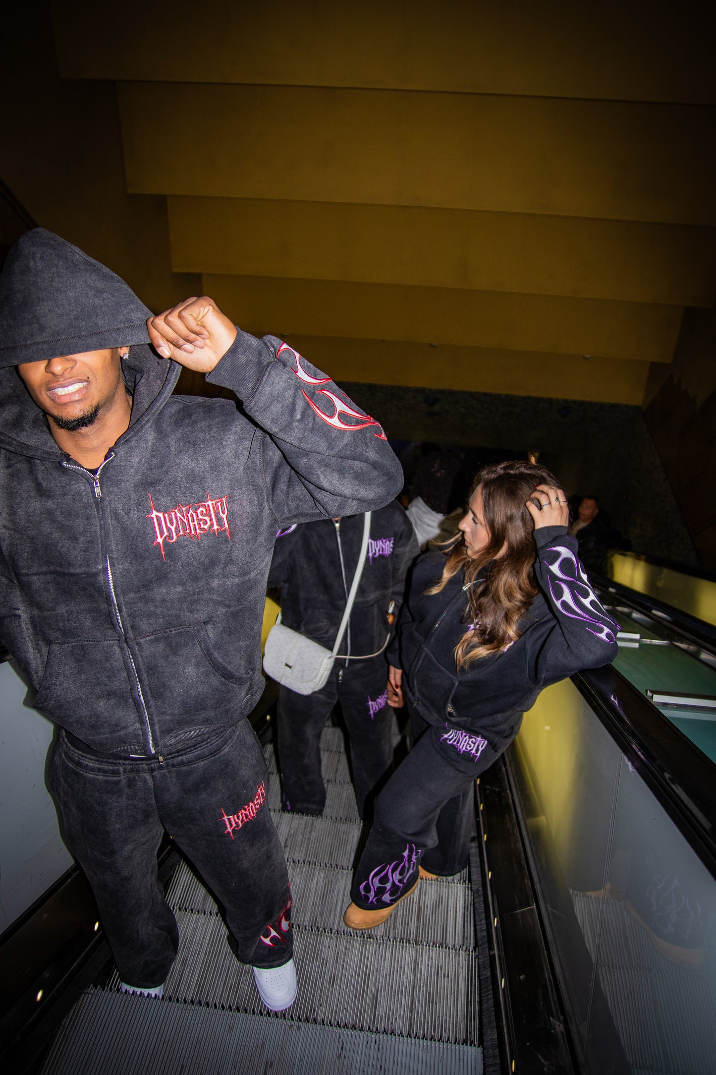 Dynasty Tribal Flame Zip Hoodie Black Red