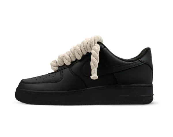 Nike Air Force 1 Beige Rope Laces Custom Black