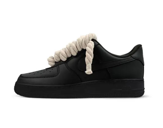 Nike Air Force 1 Beige Rope Laces Custom Black