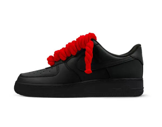 Nike Air Force 1 Red Rope Laces Custom Black