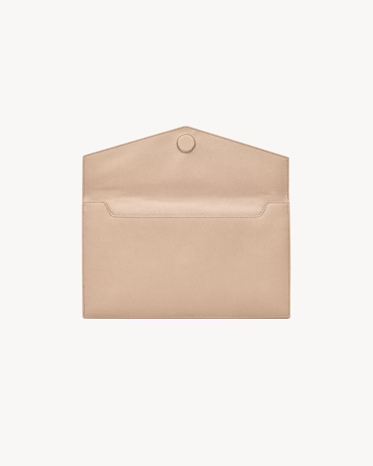YSL Pochette UPTOWN in pelle goffrata grain de poudre Dark Beige