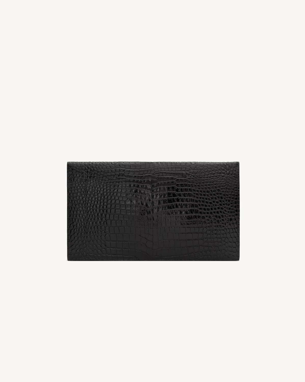 YSL Pochette UPTOWN in pelle lucida di coccodrillo goffrata