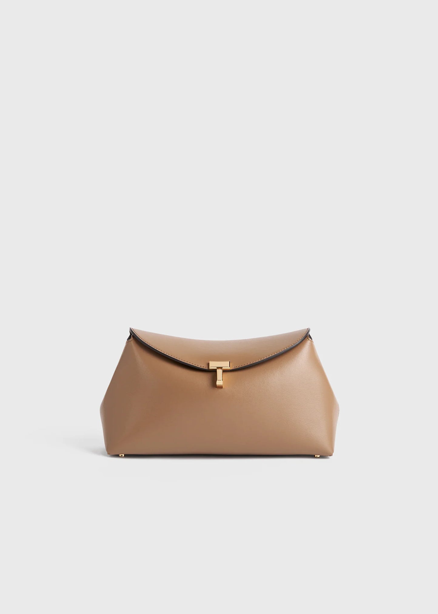 Toteme T-Lock leather clutch camel