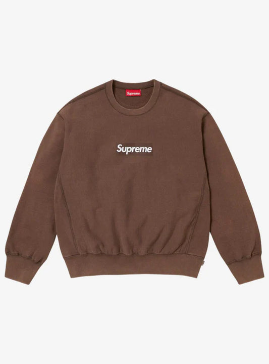 Supreme Washed Box Logo Crewneck Brown