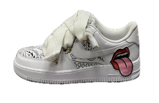 Nike Air Force 1 Double Rope Laces Custom Bandana White