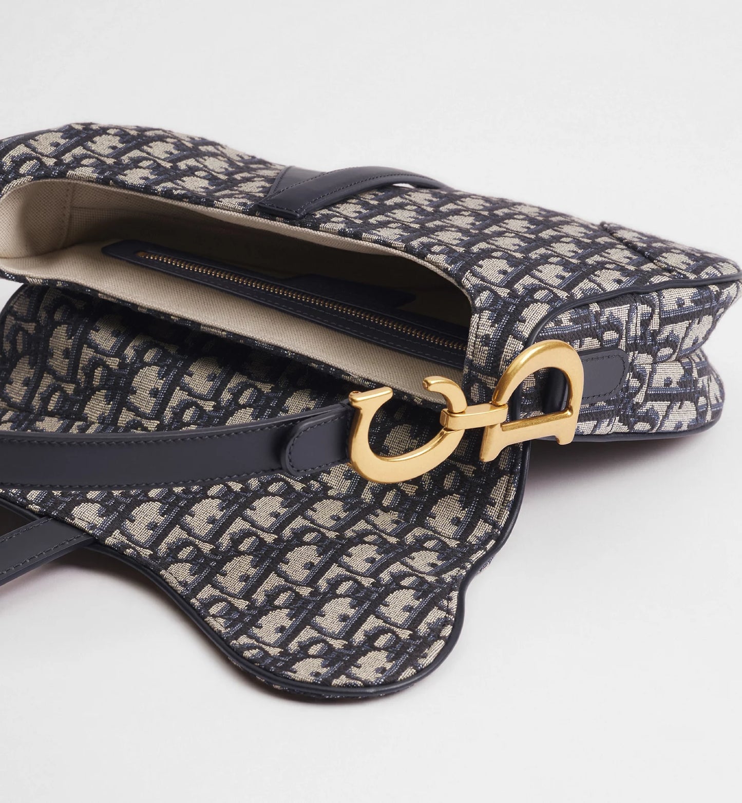 Borsa a tracolla Saddle Jacquard Dior Oblique blu