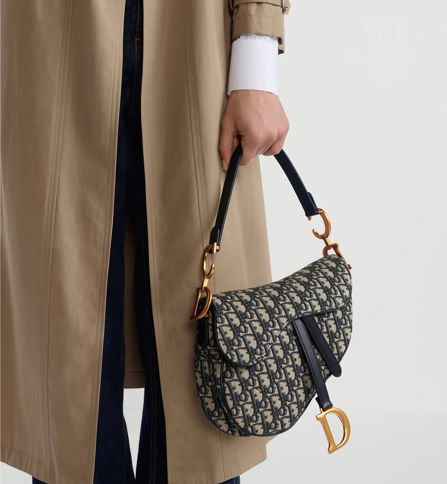 Borsa a tracolla Saddle Jacquard Dior Oblique blu