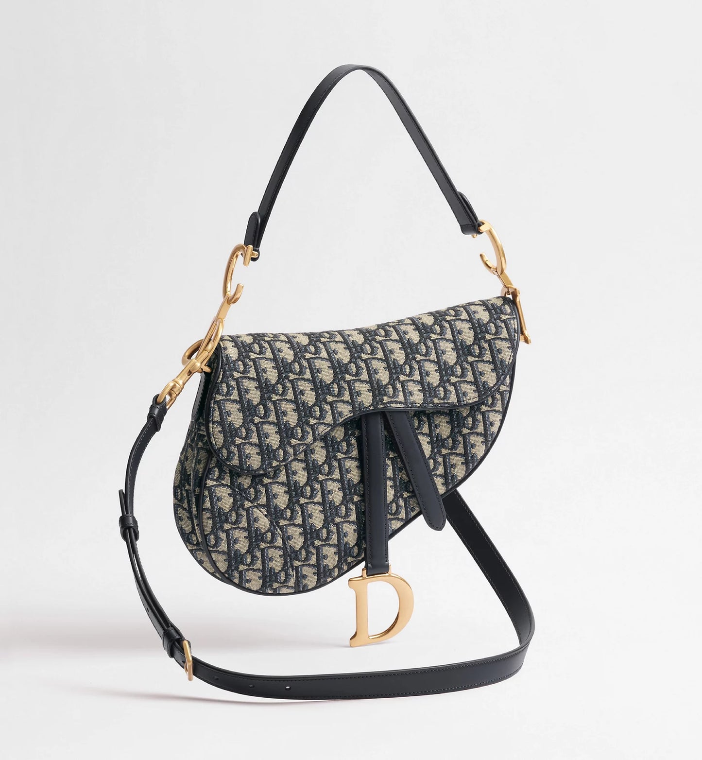 Borsa a tracolla Saddle Jacquard Dior Oblique blu