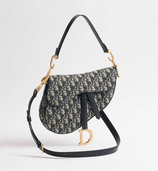 Borsa a tracolla Saddle Jacquard Dior Oblique blu