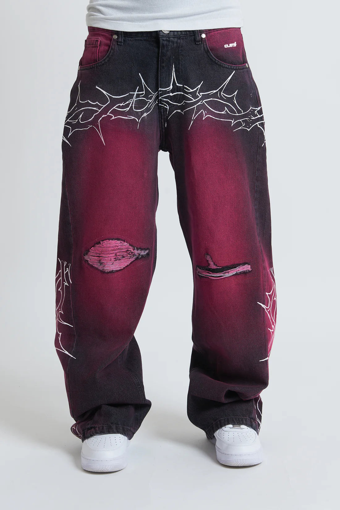 Denim Baggy Barbed Wire Black/Pink