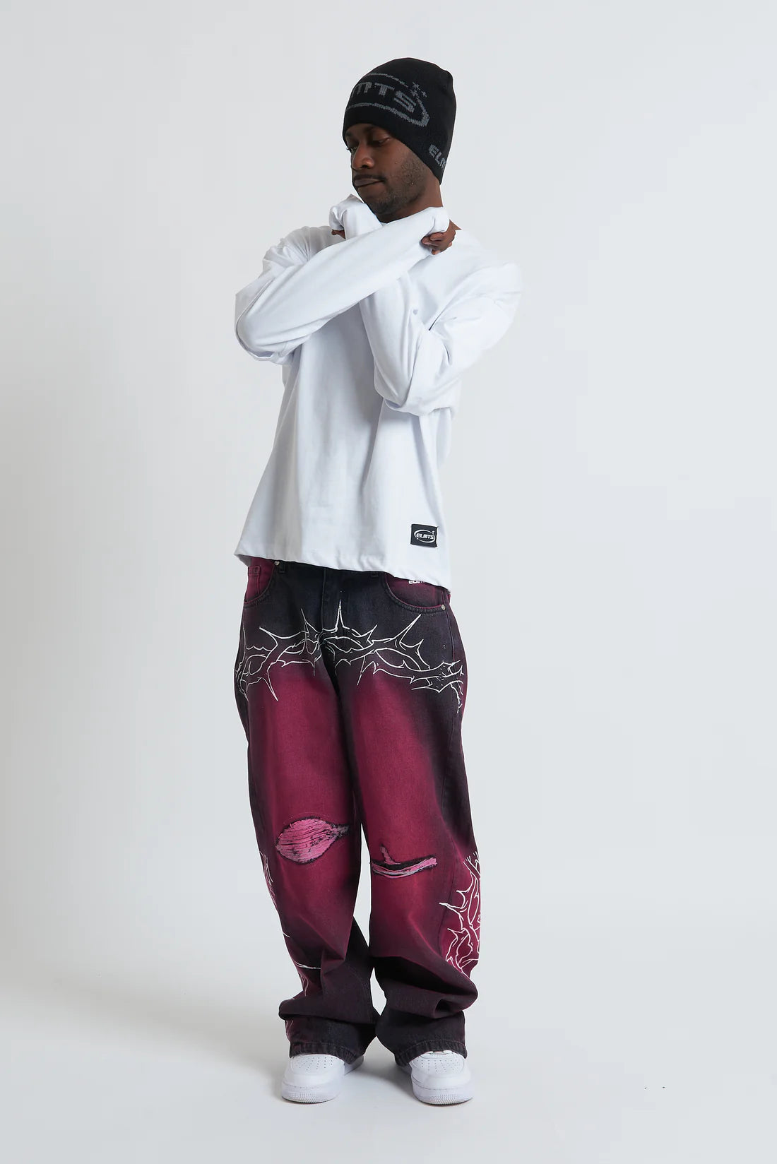 Denim Baggy Barbed Wire Black/Pink