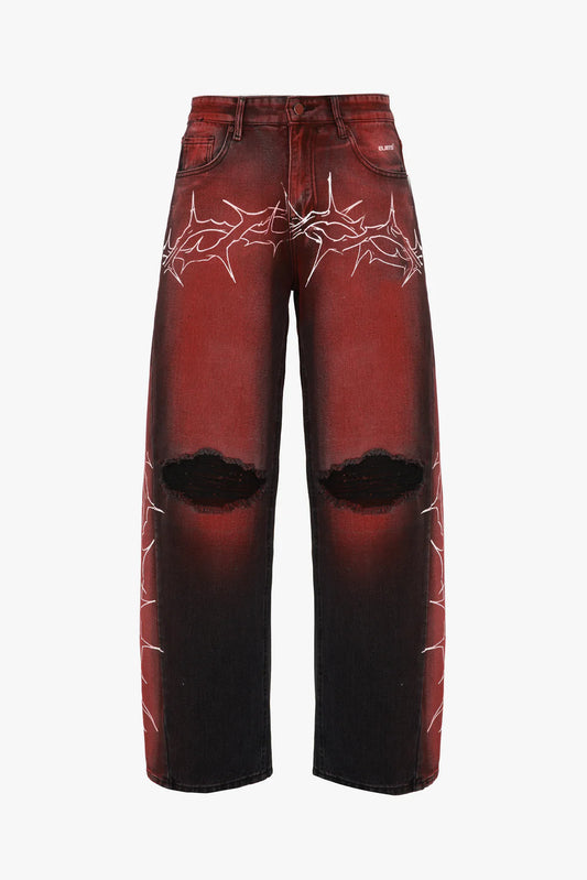 Denim Baggy Barbed Wire Black/Red