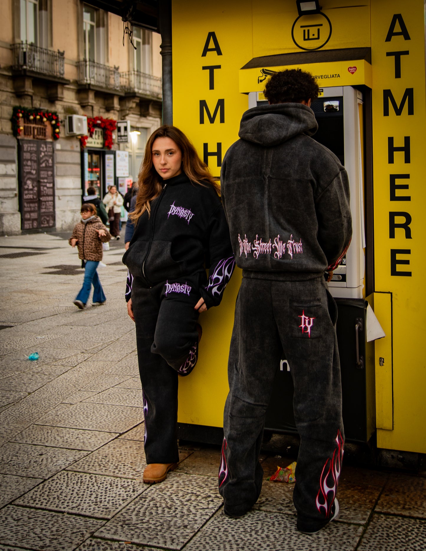 Dynasty Tribal Flame Zip Hoodie Black Red