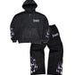 Dynasty Tribal Flame Tracksuit Washed Black