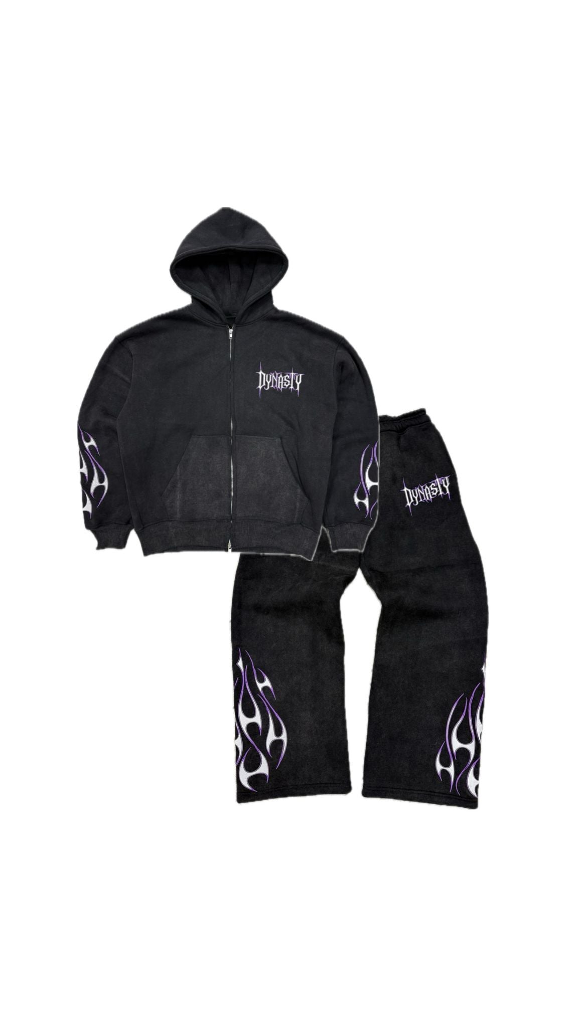 Dynasty Tribal Flame Tracksuit Washed Black