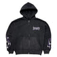 Dynasty Tribal Flame Zip Hoodie Washed Black