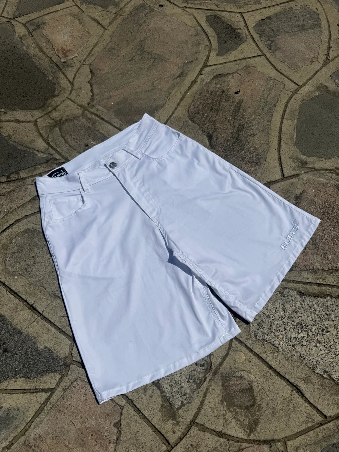 Jorts Cotton Embroidered White