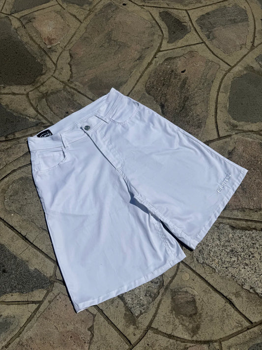 Jorts Cotton Embroidered White