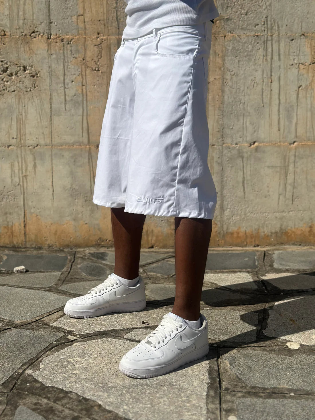 Jorts Cotton Embroidered White
