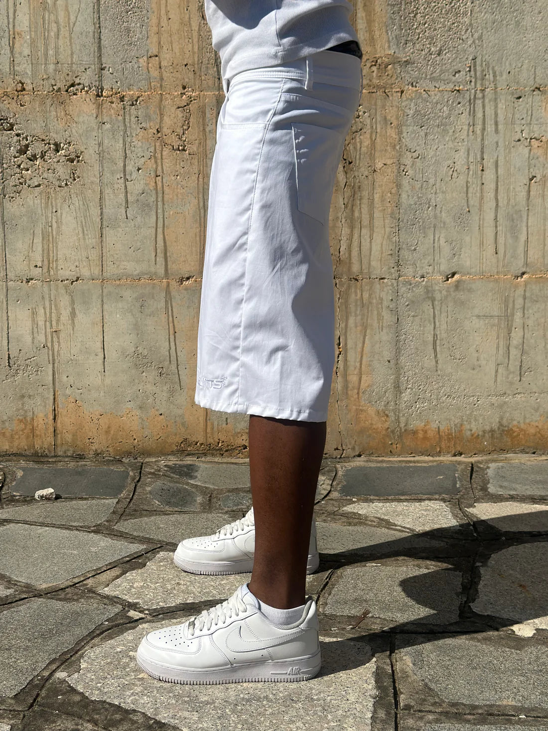 Jorts Cotton Embroidered White