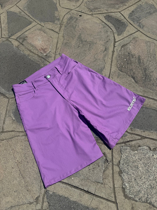 Jorts Cotton Embroidered Purple