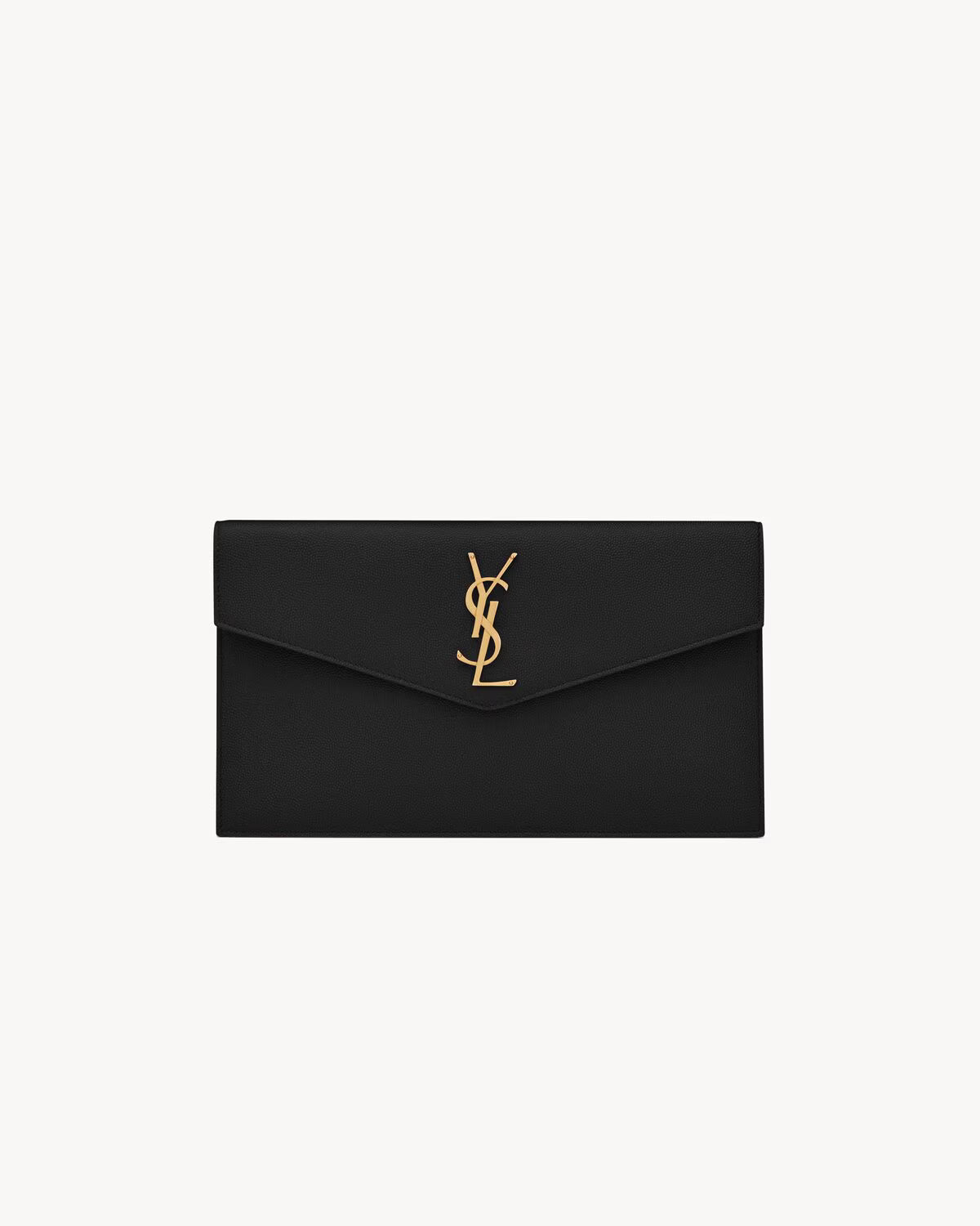 YSL Pochette UPTOWN in pelle goffrata grain de poudre Black