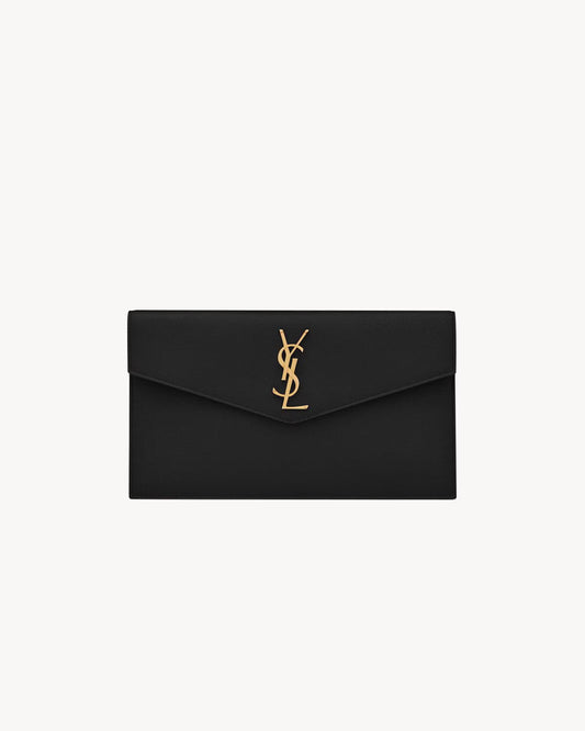 YSL Pochette UPTOWN in pelle goffrata grain de poudre Black