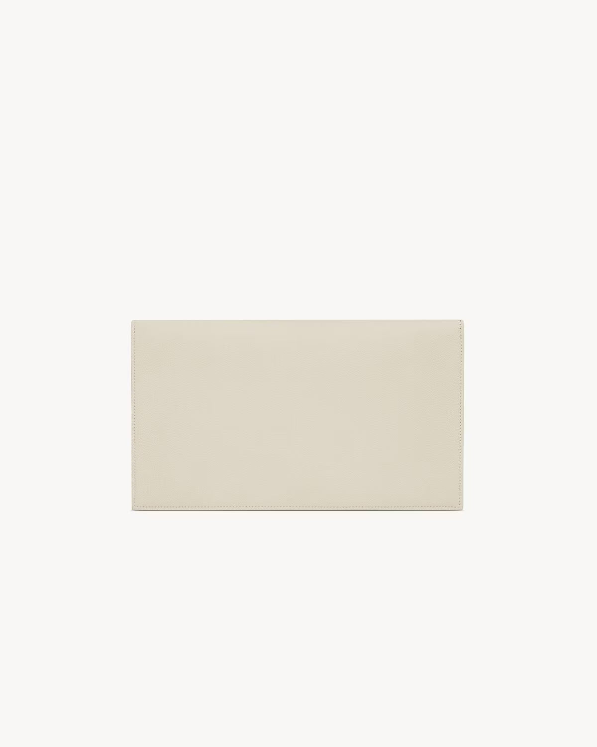 YSL Pochette UPTOWN in pelle goffrata grain de poudre Blanc Vintage