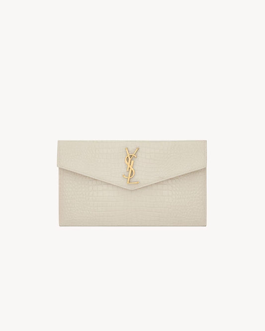 Pochette Uptown Shiny Embossed Crocodile Leather