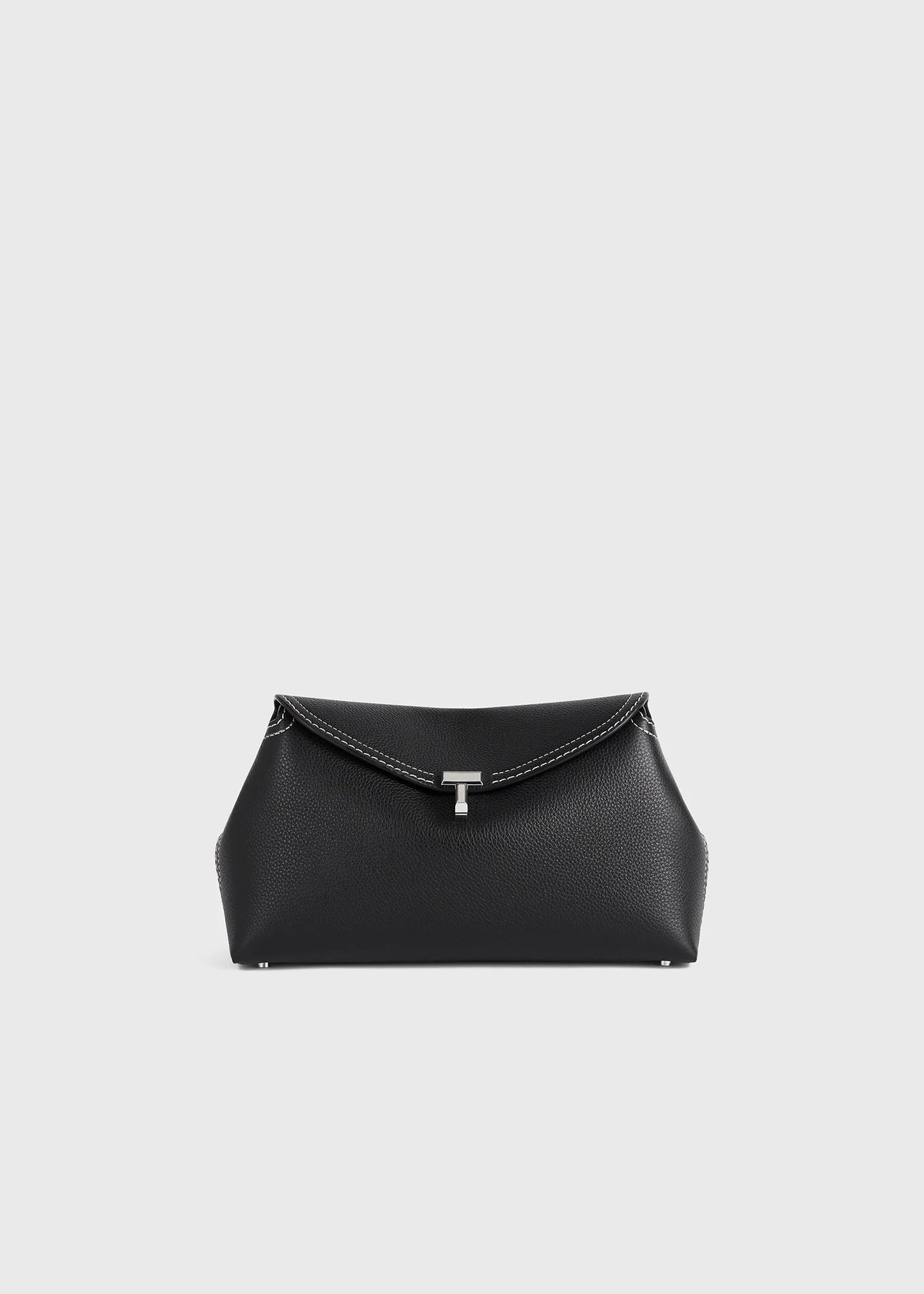 Toteme T-Lock grained-leather clutch black