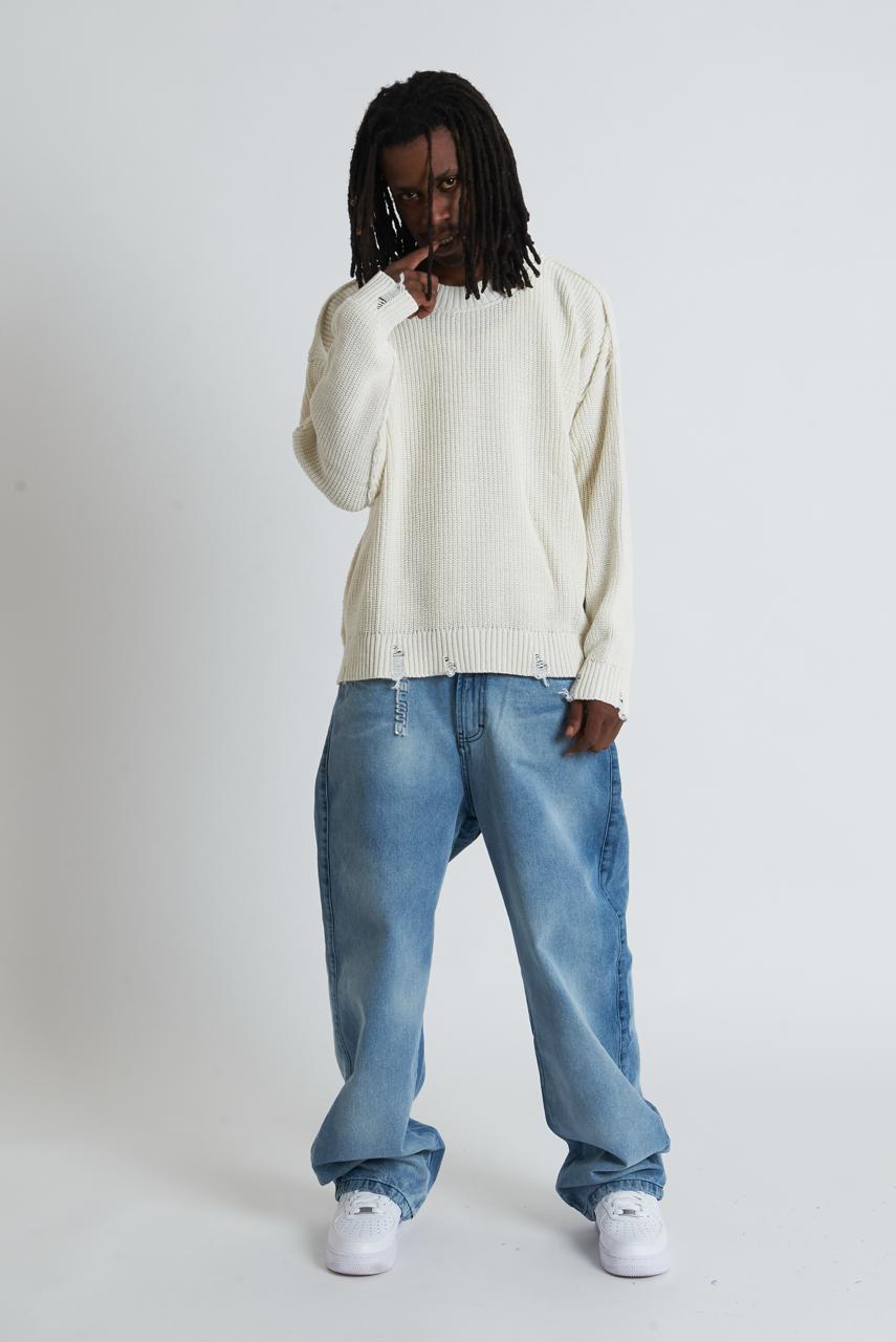 Sweater crop Costa Inglese White